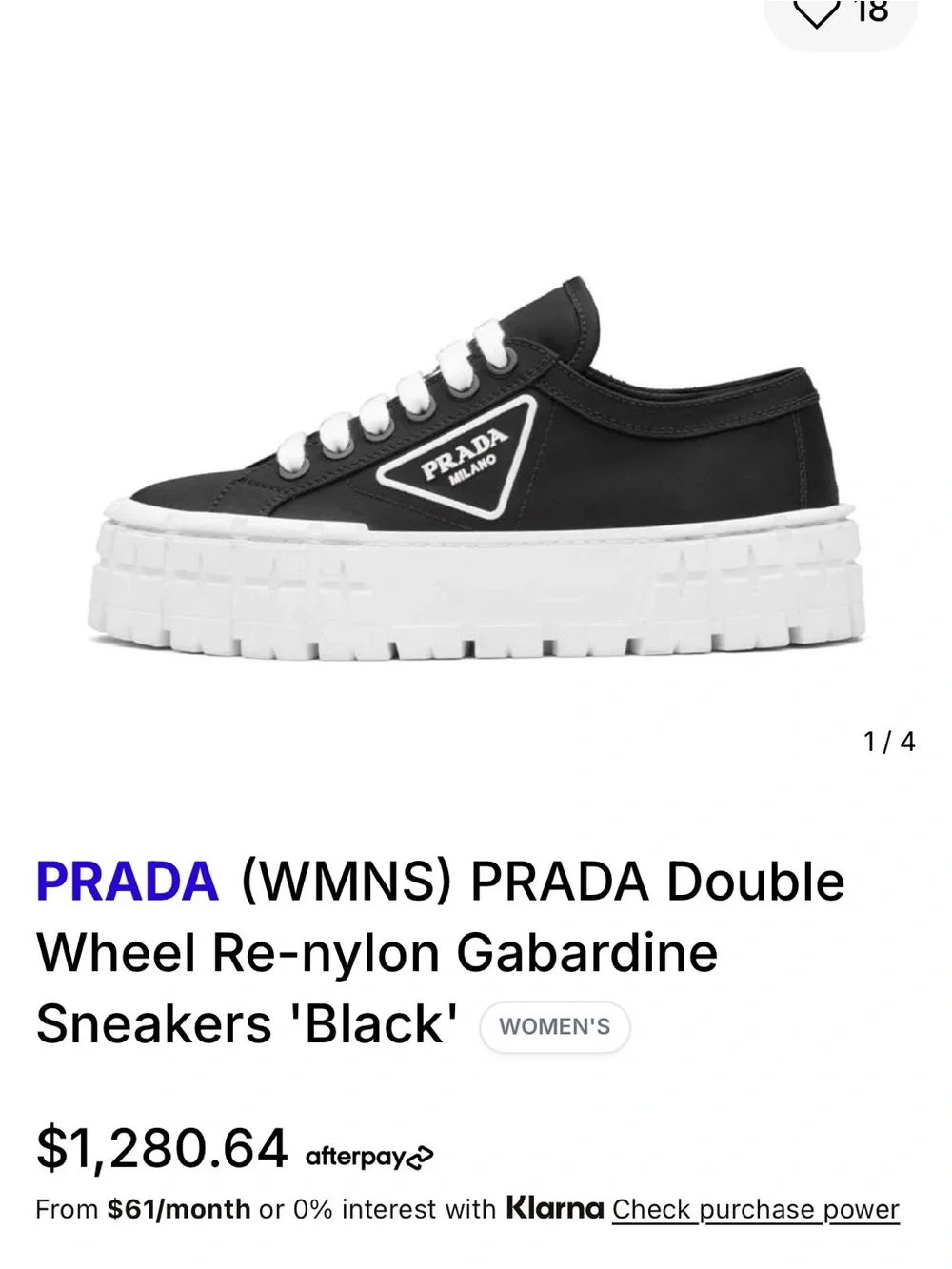 PRADA Double Wheel Re-Nylon Gabardine Sneakers -Black/White